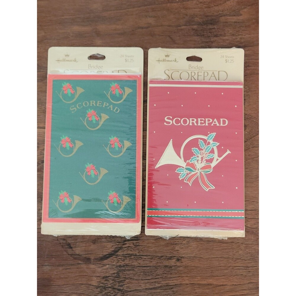 Lot Of 2 Vtg Sealed Hallmark Bridge Scorepad Score Pads Christmas Themed